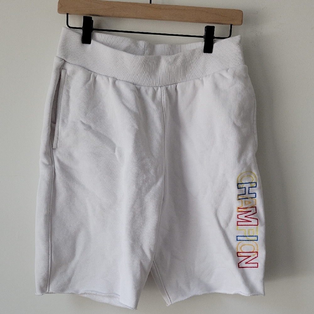Champion White Athletic Shorts Reverse Weave Lightweight Breathable